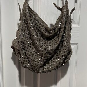 Studded Gray Hobo  Handbag